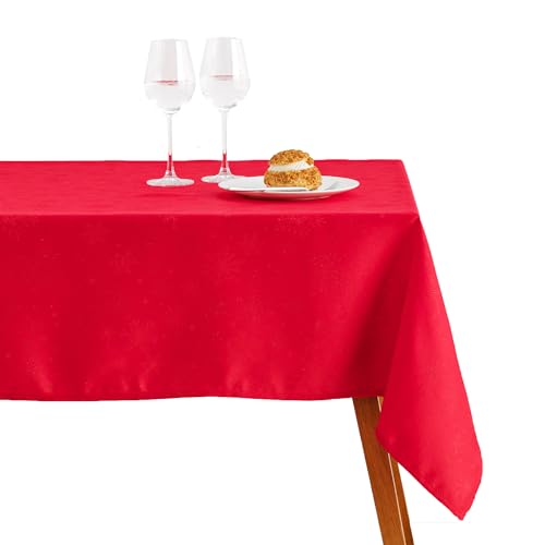 ESSEX - Tischdecke 140 x 220 cm Christmassy, Tischdecken aus Strapazierfähigem Stoff, Hochwertige Tischtuch, Table Cloth Mehrfachen Gebrauch, Einfache Pflege - Rot von ESSEX