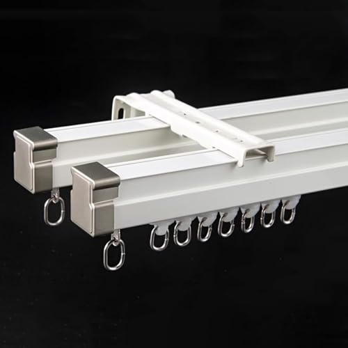 ESSLIVE Gardinenstange Double Track Vorhangstange Schiene Für Fenster Tür, Ceiling/Wall Mount Aluminium-Legierung Wohnzimmer Tracks System, Vorhangstange Mit Set(Wall Mount,330cm/10.9ft) von ESSLIVE