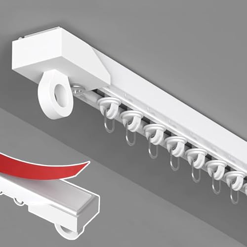 ESSLIVE Gardinenstange Klebevorhangschienen-System, Ohne Bohren Keine Bohrung Gerade Vorhangstangenschienen Für Wohnzimmer Balkon, Wohnung Hotel Vorhangstange(800cm/26.2ft) von ESSLIVE