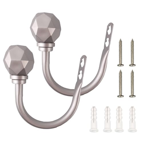 ESSMOKO Raffhalter Für Gardinen Eisen Lackiert U-Förmiger Gardinenhalter Mit Wandhaken Rautenförmiger Haken Gardinenseilhaken - Silber ESSMOKO Raffhalter Für Gardinen Eisen Lackiert U-Förmiger Gardinenhalter Mit Wandhaken Rautenförmiger Haken Gardinenseilhaken - Silber von ESSMOKO