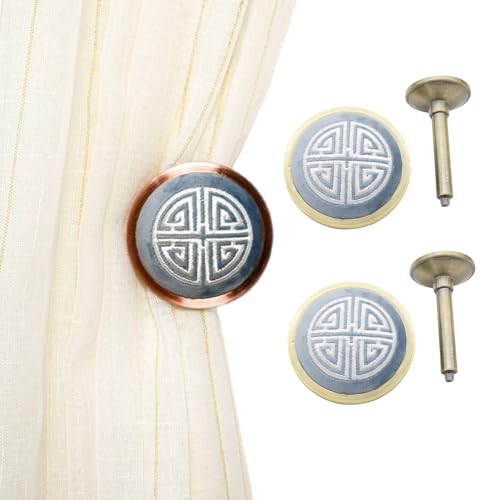 ESSMOKO Raffhalter Für Gardinen Wandhaken Zur Aufbewahrung Von Vorhängen Mit Samtmuster Runder Halbhängender Wandhaken Aus Zinklegierung Mit Vorhangbinder - Blau A ESSMOKO Raffhalter Für Gardinen Wandhaken Zur Aufbewahrung Von Vorhängen Mit Samtmuster Runder Halbhängender Wandhaken Aus Zinklegierung Mit Vorhangbinder - Blau A von ESSMOKO