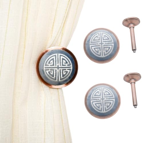 ESSMOKO Raffhalter Für Vorhänge Wandhaken Zur Aufbewahrung Von Vorhängen Mit Samtmuster Runder Halbhängender Wandhaken Aus Zinklegierung Mit Vorhangbinder - Blau B ESSMOKO Raffhalter Für Vorhänge Wandhaken Zur Aufbewahrung Von Vorhängen Mit Samtmuster Runder Halbhängender Wandhaken Aus Zinklegierung Mit Vorhangbinder - Blau B von ESSMOKO