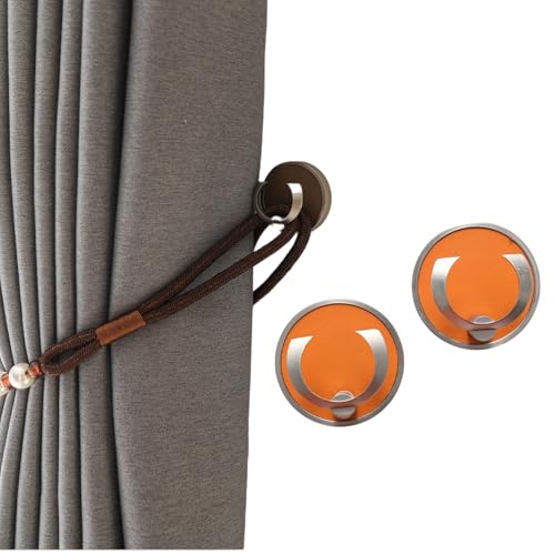 ESSMOKO Raffhalter für Vorhänge Runder moderner Vorhanghaken aus Aluminiumlegierung Fester Kleiderhaken für Wohnzimmer Schlafzimmer Hotel – Silberrand Orange von ESSMOKO