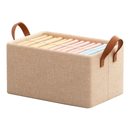 ESTINTENG Faltbare Aufbewahrungsbox für Kleidung, Haushalt, Kleiderschrank, geschichteter Stoff, Kleidung, Hosen, Sortierbox, geteilter Aufbewahrungskorb, Beige, 50 x 30 x 26 cm (39#) von ESTINTENG