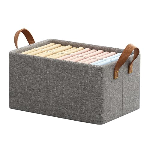 ESTINTENG Faltbare Aufbewahrungsbox für Kleidung, Haushalt, Kleiderschrank, mehrlagiger Stoff, Kleidung, Hosen, Sortierbox, geteilter Aufbewahrungskorb, grau, 50 x 30 x 26 cm (39#) von ESTINTENG
