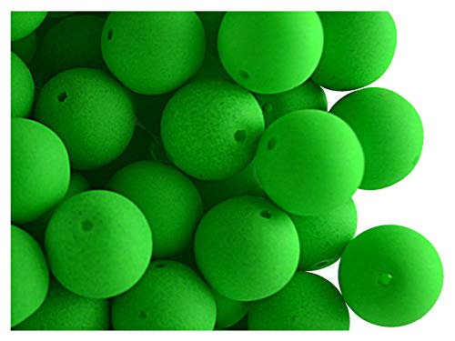 ESTRELA NEON 24 Stück Tschechische Glasperlen Rund Gepresst (UV aktiv) 10 mm Green von ESTRELA NEON