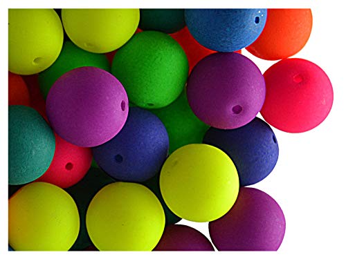 ESTRELA NEON 24 Stück Tschechische Glasperlen Rund Gepresst (UV aktiv) 10 mm Mix von ESTRELA NEON