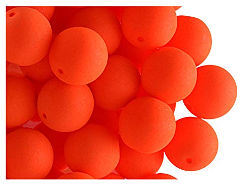 ESTRELA NEON 24 Stück Tschechische Glasperlen Rund Gepresst (UV aktiv) 10 mm Orange von ESTRELA NEON