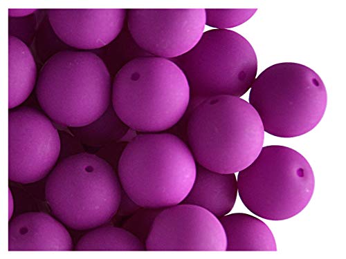 ESTRELA NEON 24 Stück Tschechische Glasperlen Rund Gepresst (UV aktiv) 10 mm Purple von ESTRELA NEON