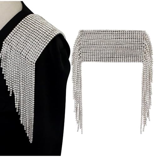 231207A (B) silberfarbene Quastenperle Strass-Epaulette für Kleidung, Punk, Mantel, Anzug, Kette, Abzeichen, goldene Epauletten, Schulteraufnäher, Applikation von ESUBACA