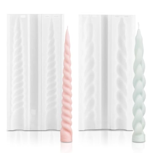 Kerzenformen zum Gießen,ESYFOR 2 Stück Kerzenform Silikon 3D Lang Spiral DIY Stumpenkerzen Hochwertige Kerzengießformen für DIY Kerzen,Aromasteine und Duftkerzen von ESYFOR