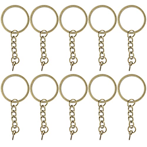 10pcs Dekoration Schlüssel Runde Schlüsselketten Teile mit Schrauben -Augenstiftanschluss für Handarbeit Zubehör Handwerksvorräte (φ28mm 【10 Teile】) von ETAINGYEUN
