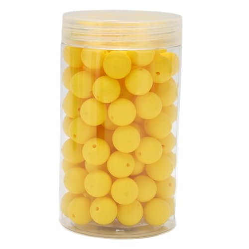 15 mm lebendige Silikonperlen für Handarbeitshandwerk, 105pcs Silikon Lose Perlen in Plastikflasche (Gelb) von ETAINGYEUN
