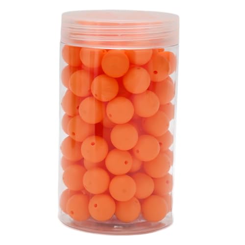 15 mm lebendige Silikonperlen für Handarbeitshandwerk, 105pcs Silikon Lose Perlen in Plastikflasche (Orange) von ETAINGYEUN