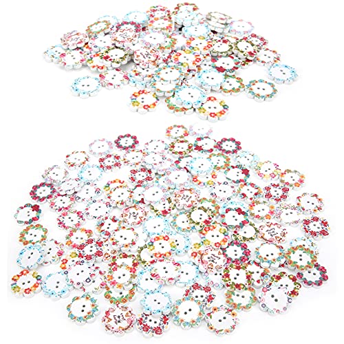 200pcs gemischte Pflaumenmuster bemalte Holzknöpfe Handarbeit Handwerk Handwerk nähen Kinderpullover von ETAINGYEUN
