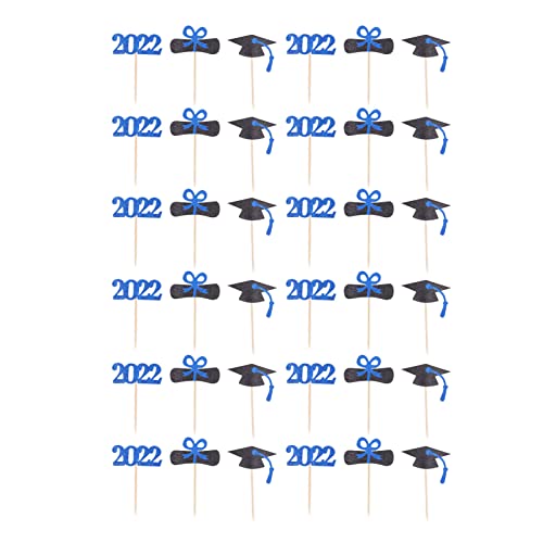 2022 Abschluss Cupcake Insert Buch Doctor Hut Form Blaues blaues Cupcake -Topper von ETAINGYEUN