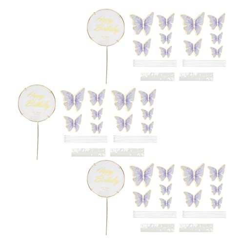 3 Sets Buntes Schmetterlingskucheneinsatz 3D Effect Cupcake Topper Geburtstag Hochzeitsdekoration (Violett) von ETAINGYEUN