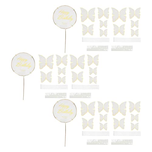 3 Sets Buntes Schmetterlingskucheneinsatz 3D Effect Cupcake Topper Geburtstag Hochzeitsdekoration (Weiß) von ETAINGYEUN