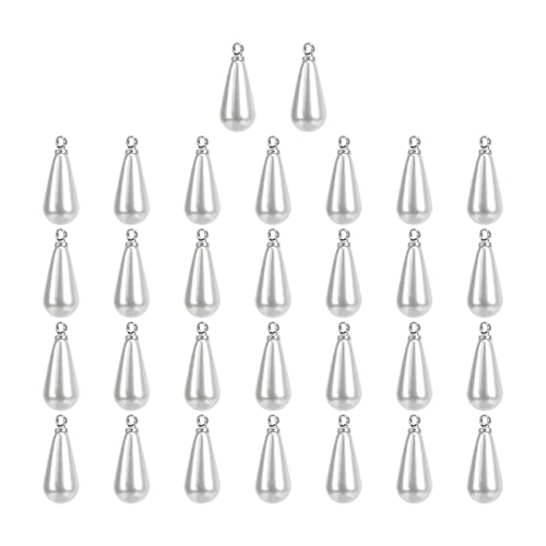 30 PCs Elegante Perle Pendell Handarbeit Accessoires Souvenirs Hochzeitskleidungsdekorationen (7 * 18mm beige birnenförmige Perlen) von ETAINGYEUN