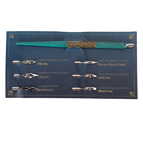 ETAINGYEUN Kalligraphie Dip Stift 6 austauschbare Nibs nahtloses Schreiben Retro Light Gewicht Cyan ETAINGYEUN Kalligraphie Dip Stift 6 austauschbare Nibs nahtloses Schreiben Retro Light Gewicht Cyan von ETAINGYEUN