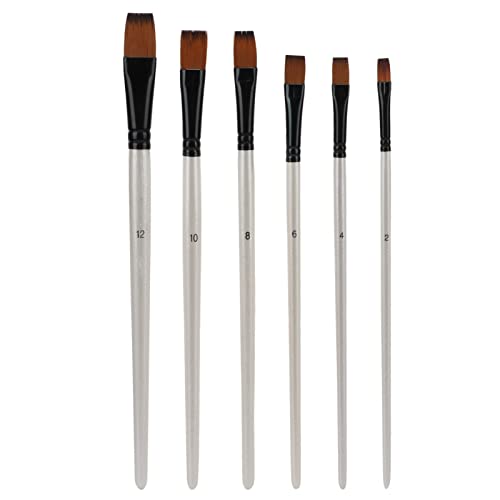 ETAINGYEUN Nylon Paintbrush Set weiche elastische Wolle 6 Aquarellbürsten für Maler Künstler Massivholzgriff (601F-6 Flat vorne) von ETAINGYEUN