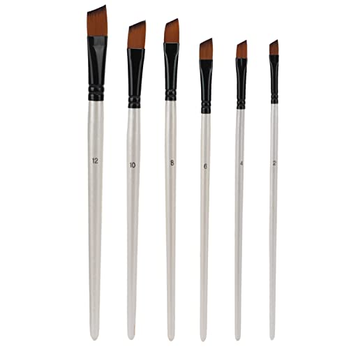 ETAINGYEUN Nylon Paintbrush Set weiche elastische Wolle 6 Aquarellbürsten für Maler Künstler Massivholzgriff (601a-6 Schrägfronten) von ETAINGYEUN