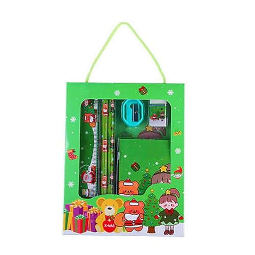 ETAINGYEUN Weihnachts-Briefpapier-Set, niedliches Cartoon-Bleistift-Radiergummi, Lineal, Anspitzer, Notizbuch für Kinder ETAINGYEUN Weihnachts-Briefpapier-Set, niedliches Cartoon-Bleistift-Radiergummi, Lineal, Anspitzer, Notizbuch für Kinder von ETAINGYEUN