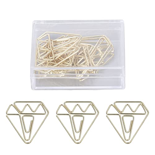 Goldene, metallische Büroklammern, rutschfest, praktisch, für Büro und Zuhause (Diamant) von ETAINGYEUN