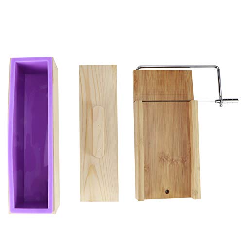 Handgefertigte Seifenschneiderdrahtmaschine eignet sich für handgefertigte lila Seifenherstellung (Set 1 (Bambus und Holz flach + 900 Toast) von ETAINGYEUN