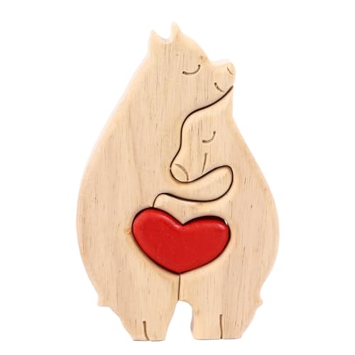 Holzbären Puzzle warmes einzigartiges dekoratives Stück ideale Souvenirs für Mama Dad Weihnachtsmantelpiece Couchtisch Buchenholz Holz von ETAINGYEUN