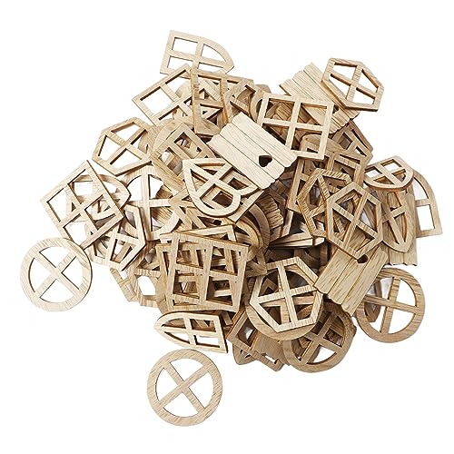 Holzfensterausschnitte unvollendete Holzscheiben 100pcs Handarbeit Handwerk Handwerk Home Dekoration Kinderzimmerdekorationen von ETAINGYEUN