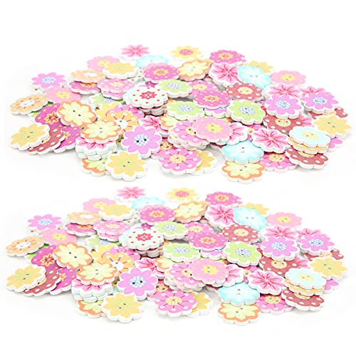 Lackierte Blumen Holzknöpfe robustes Wasser verhindern süßes Handwerk, das Stricken von Häkeln Scrapbooking Holzknöpfen 200pcs von ETAINGYEUN