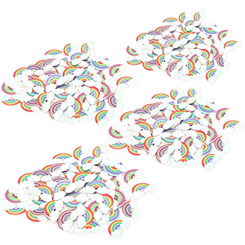 Regenbogenholzknöpfe Handarbeit bemaltes Dekorationszubehör mit 2 Löchern für Kinder, die Scrapbooking Souvenirs 200pcs erstellen von ETAINGYEUN