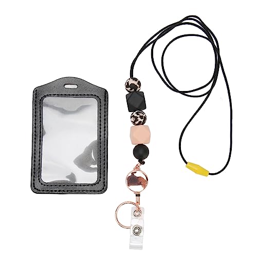 Silikon Perlen Lanyard mit transparenter ID -Halter einstellbare Länge Schlüsselkette für Studenten der Büroangestellten (Fleisch rosa a) von ETAINGYEUN