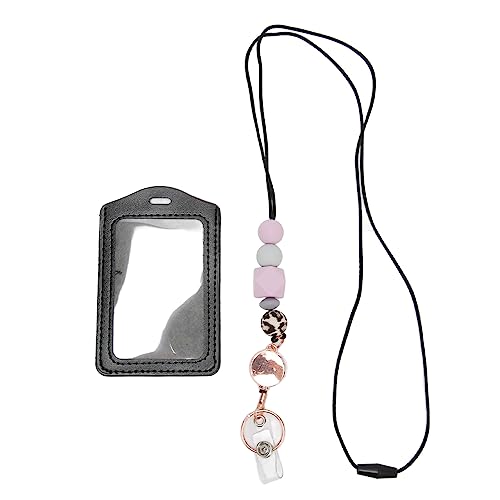 Silikon Perlen Lanyard mit transparenter ID -Halter einstellbare Länge Schlüsselkette für Studenten der Büroangestellten (Lila e) von ETAINGYEUN