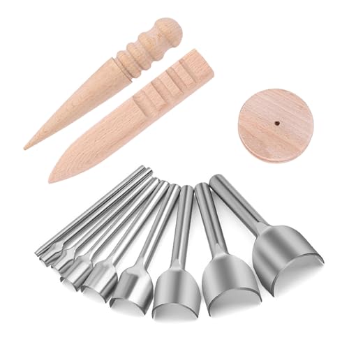 12-teiliges Halbrundschneider-Set für Lederband, Gürtel, Geldbörse, Tasche, Holz, Leder, Handwerk, Kantenpolierer, Set von ETAWDE