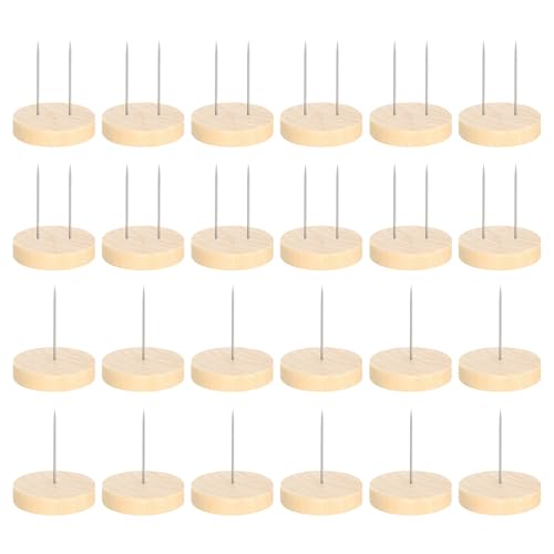 24 Stück Häkelpuppenhalter, Holz, Doppelnadel, Puppenständer, Actionfigur, Puppenständer, einfach zu bedienen von ETAWDE