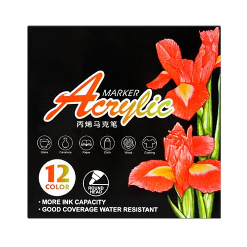 ETAWDE Acrylfarben-Marker, Acrylstift, Acrylstifte, Marker, Schulbedarf für Kinder, 12/24/36 Farben ETAWDE Acrylfarben-Marker, Acrylstift, Acrylstifte, Marker, Schulbedarf für Kinder, 12/24/36 Farben von ETAWDE