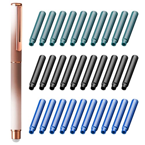 ETAWDE Füllfederhalter und 30 Tintenpatronen, 0,38 mm Spitze, glatt zu schreiben, radierbar, für Studenten, Erwachsene, Anfänger, Handschriftwerkzeug von ETAWDE