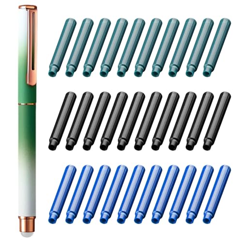 ETAWDE Füllfederhalter und 30 Tintenpatronen, 0,38 mm Spitze, glatt zu schreiben, radierbar, für Studenten, Erwachsene, Anfänger, Handschriftwerkzeug von ETAWDE