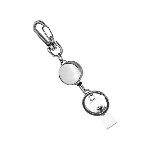Einziehbarer Schlüsselanhänger aus Metall mit Gürtelclip, einziehbarer Metall-Ausweishalter, einziehbarer Schlüsselanhängerhalter von ETAWDE