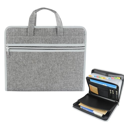 Fächermappe mit 13 Fächern, Dokumentenmappe mit Griff, Reißverschluss, Reise-Datei-Ordner, Business-Aktenmappe für Dokumente, Tablets von ETAWDE