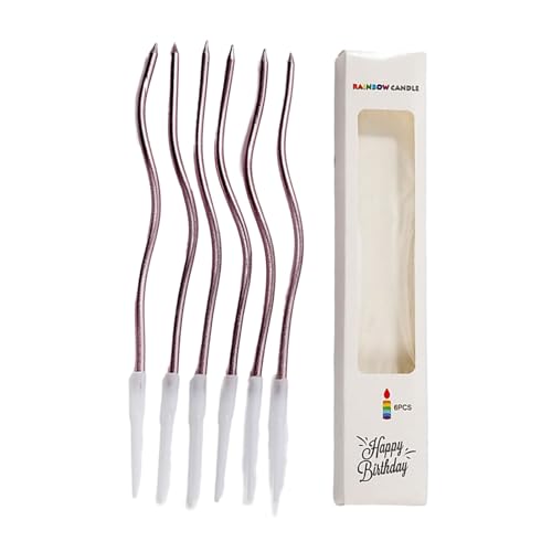 Packung mit 6 gebogenen, mehrfarbigen, beschichteten Kuchenaccessoires für Hochzeit, Party und Raumdekoration, Feiern von ETAWDE