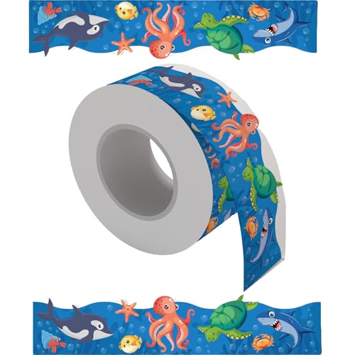 Pinnwand-Bordüre mit Meerestier-Druck, gewellte Bordüre für Schule, Klassenzimmer, Whiteboard-Dekoration, 20 m von ETAWDE