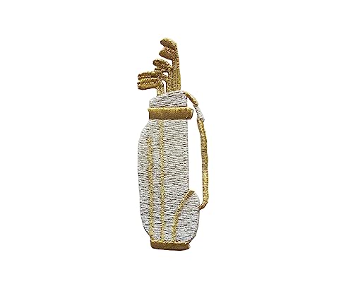 ETDesign #E02919S Aufnäher zum Aufbügeln, Motiv: Golfschläger und Golftasche, klein, silberfarben, Größe: 2,8 x 8,3 cm ETDesign #E02919S Aufnäher zum Aufbügeln, Motiv: Golfschläger und Golftasche, klein, silberfarben, Größe: 2,8 x 8,3 cm von ETDesign
