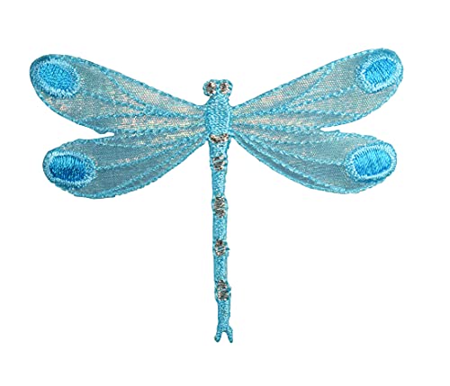 ETDesign #E03975 Aufnäher mit Libellen-Stickerei, zum Aufbügeln, 8,9 x 6,3 cm, Blau von ETDesign