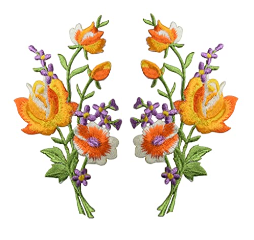 ETDesign #E05093O Orange Rose Paar Blumen Blumenstrauß Boho bestickte Aufnäher Patches zum Aufbügeln ETDesign #E05093O Orange Rose Paar Blumen Blumenstrauß Boho bestickte Aufnäher Patches zum Aufbügeln von ETDesign