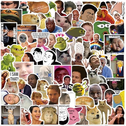 100 Stück Lustige Meme Sticker Set - Vinyl Aufkleber für Auto, Laptop, Fahrrad, Skateboard, Wasserflasche - Sonnen- und Wasserfest (5-8 cm) - Für Erwachsene & Kinder (100pcs meme stickers) von ETHEL