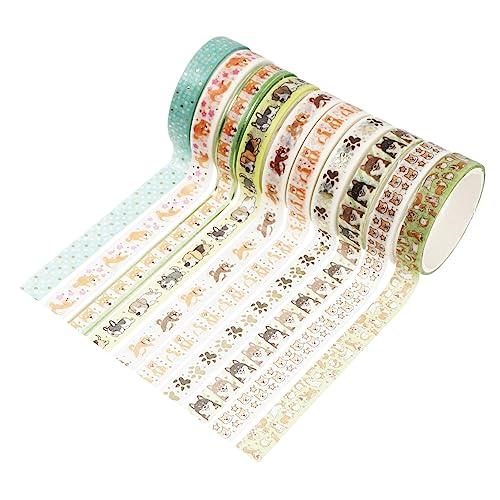 ETHZZLE 10 Rollen Washi Tape mit Hot Stamping Dekoratives DIY Klebeband für Scrapbook und Journal Selbstklebendes Beschreibbares Papierband mit Glänzenden Hundemustern Vielseitiges von ETHZZLE