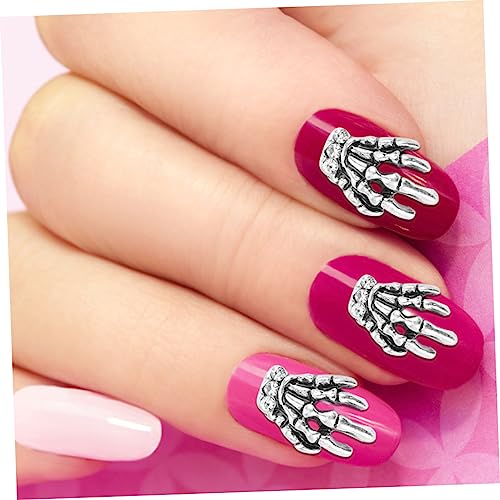 ETHZZLE 10 Stück Teiliges Alloy Skelett Hand Nagelsticker DIY Nageldekoration Selbstklebend Geeignet für Natürliche und Künstliche Nägel Halloween Nail Art Maniküre Zubehör für Damen und von ETHZZLE